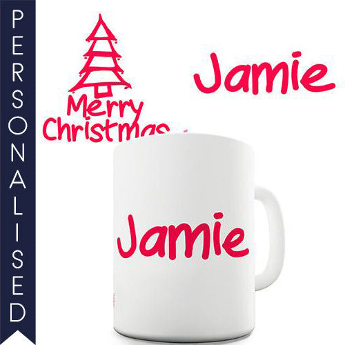 Red Christmas Tree Personalised Mug - Twisted Envy Funny, Novelty and Fashionable tees