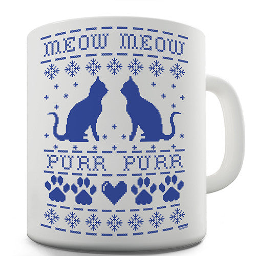 Meow Purr Cat Sweater Novelty Mug