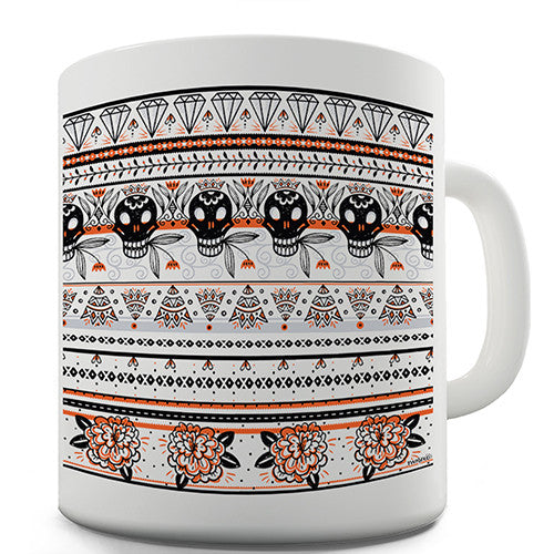 Diamonds & Skulls Floral Pattern Novelty Mug