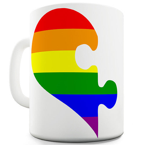 Rainbow Puzzle Heart Left Novelty Mug