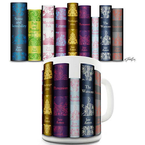 Jane Austen Book Spines Novelty Mug