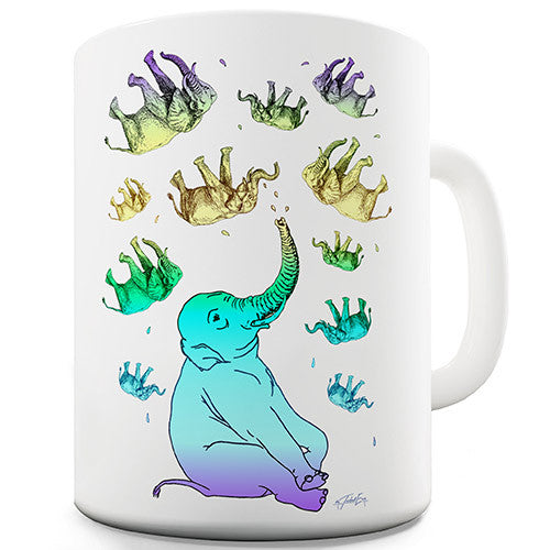 Falling Elephants Rainbow Novelty Mug