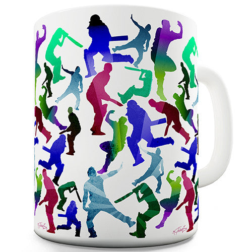 Cricketers Silhouette Print Novelty Mug