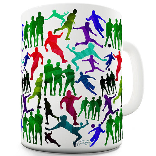 Football Silhouettes Pattern Novelty Mug