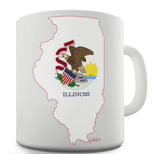 Illinois Flag And Map USA Novelty Mug