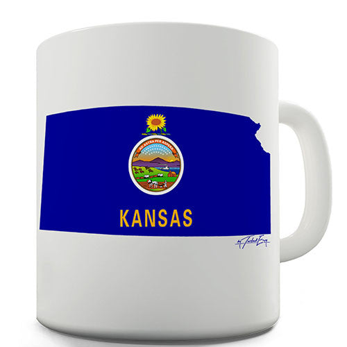 Kansas Flag And Map USA Novelty Mug