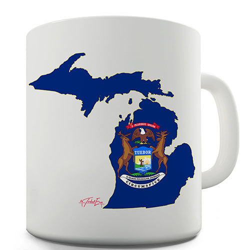 Michigan Flag And Map USA Novelty Mug