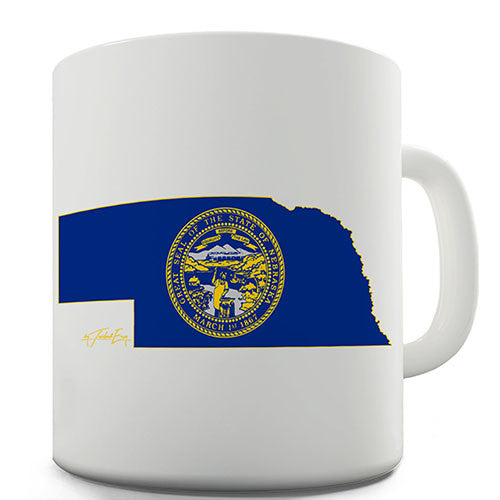 Nebraska Flag And Map USA Novelty Mug