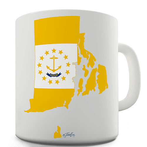 Rhode Island Flag And Map USA Novelty Mug