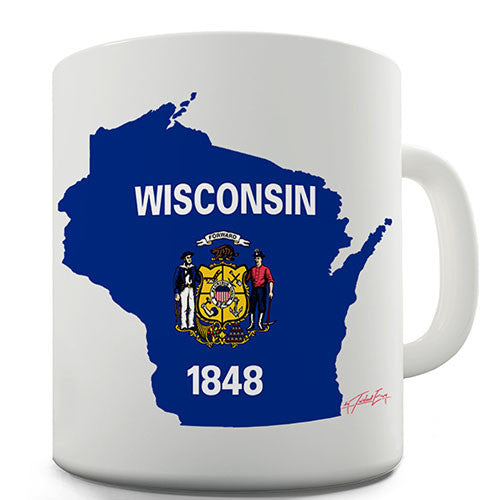 Wisconsin Flag And Map USA Novelty Mug