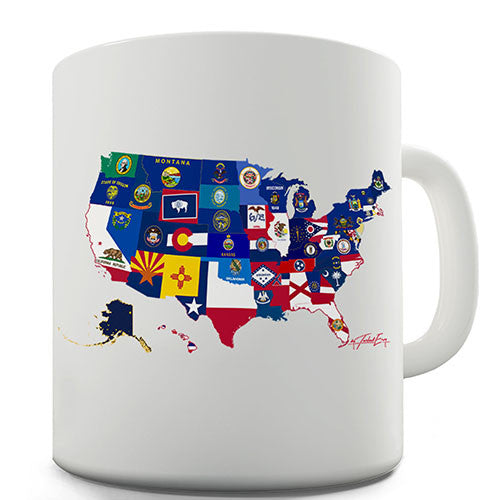 USA 50 States Flags And Map Novelty Mug
