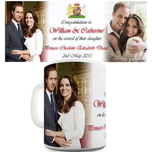 Commemorative William & Kate Royal Princess Charlotte Novelty Mug