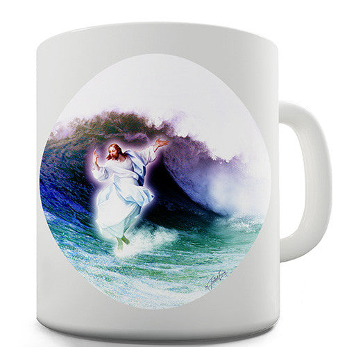 Surfs Up Jesus Novelty Mug