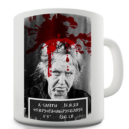 Blood Stained Mugshot Novelty Mug