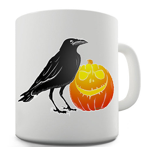 Halloween Black Crow And Pumpkin Novelty Mug