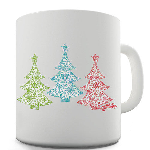 Festive Snowflake Christmas Trees Novelty Mug