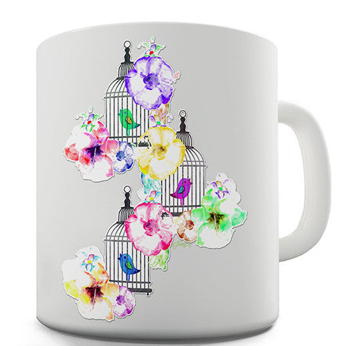 Watercolour Bird Cages Novelty Mug