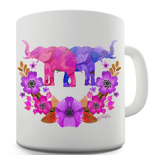 Elephants Flower Power Novelty Mug