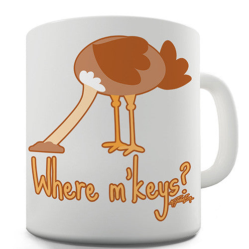 Ostrich Where's My Keys Novelty Mug