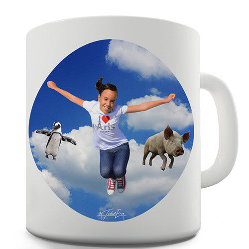Flying With Pigs And Penguins Novelty Mug