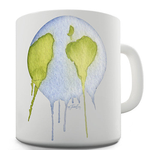 Dripping Watercolour Planet Earth Novelty Mug