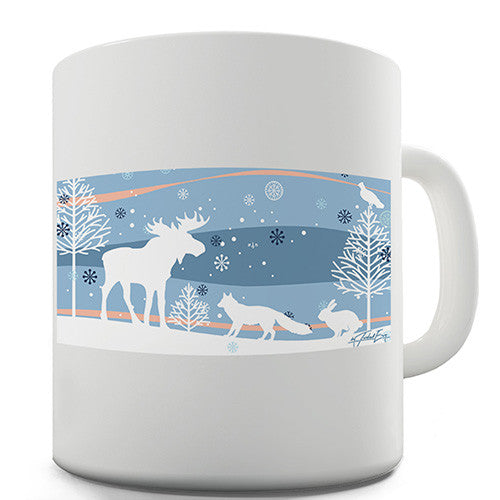 Wildlife In Winter Woods Novelty Mug