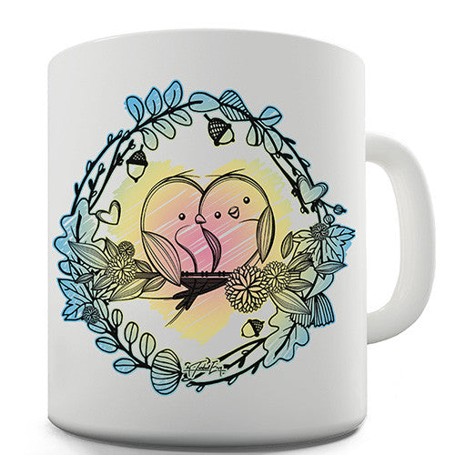 Love Birds Perched On A Branch Novelty Mug