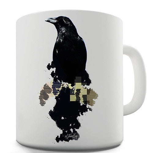 Watercolour Pixel Crow Novelty Mug