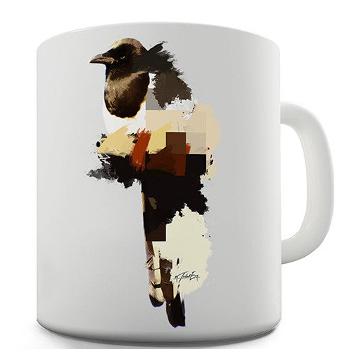 Watercolour Pixel Magpie Novelty Mug