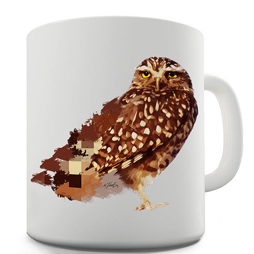 Watercolour Pixel Little Owl Novelty Mug