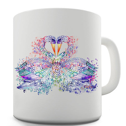 Watercolour Rainbow Swans Novelty Mug