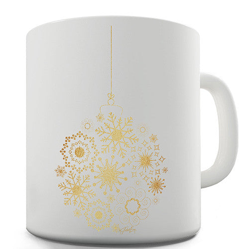 Golden Snowflake Bauble Novelty Mug