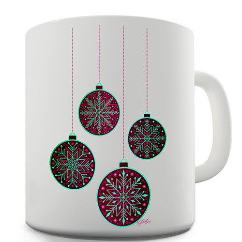 Purple Christmas Baubles Novelty Mug