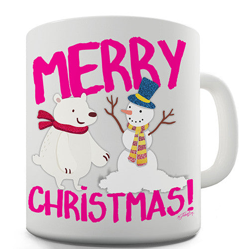 Merry Christmas Bear & Snowman Novelty Mug