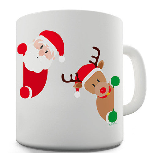 Santa & Rudolph Peekaboo Novelty Mug