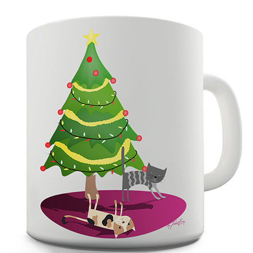 Cats Under The Christmas Tree Novelty Mug
