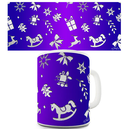 Silver Christmas Pattern Novelty Mug