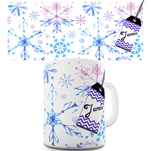 Snowflake Name Tag Personalised Mug