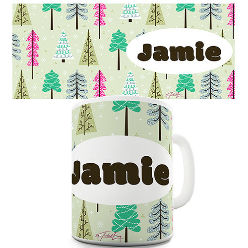 Christmas Tree Pattern Personalised Mug