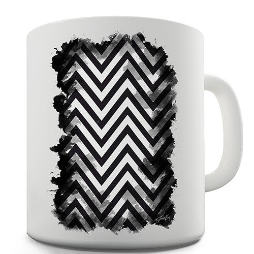 Black & White Geometric Chevron Pattern Novelty Mug