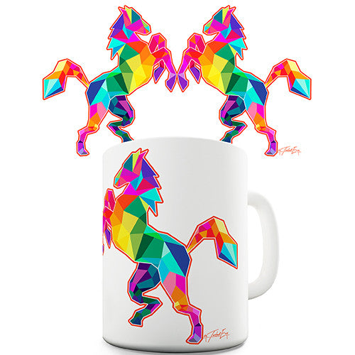 Geometric Rainbow Horses Novelty Mug