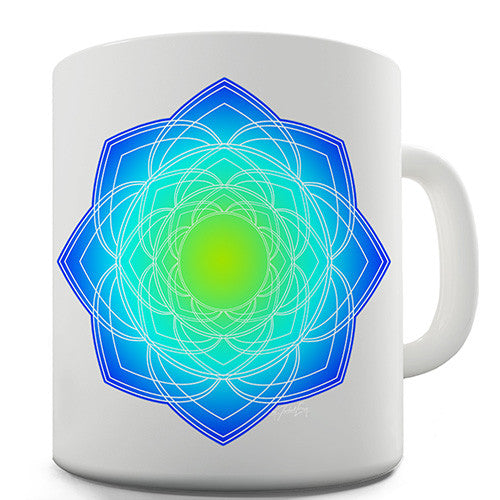 Geometric Blue & Green Mandala Novelty Mug