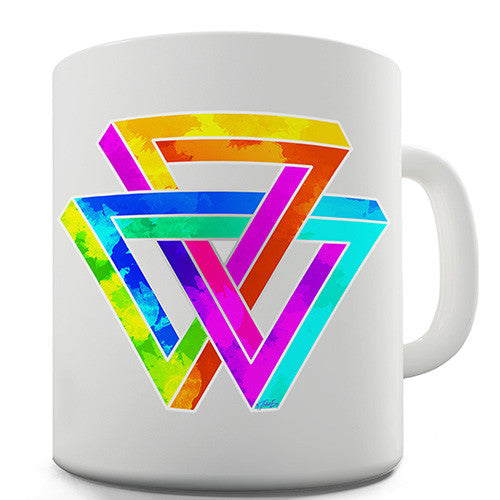 Geometric Rainbow Penrose Triangle Novelty Mug