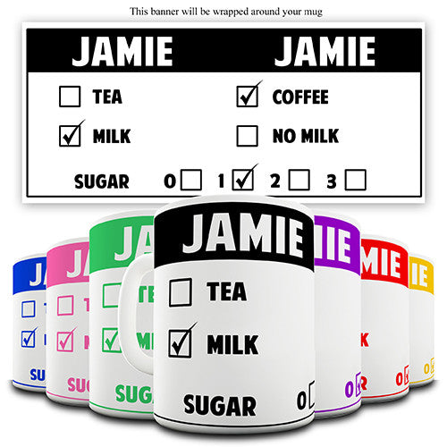 Colourful Drink Order Personalised Mug