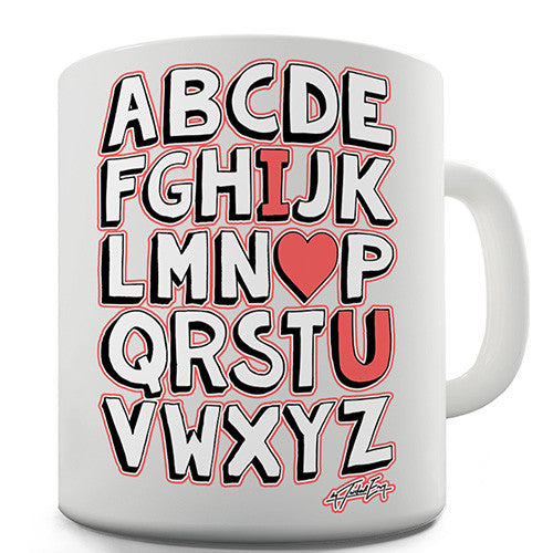 Alphabet I <3 You Novelty Mug