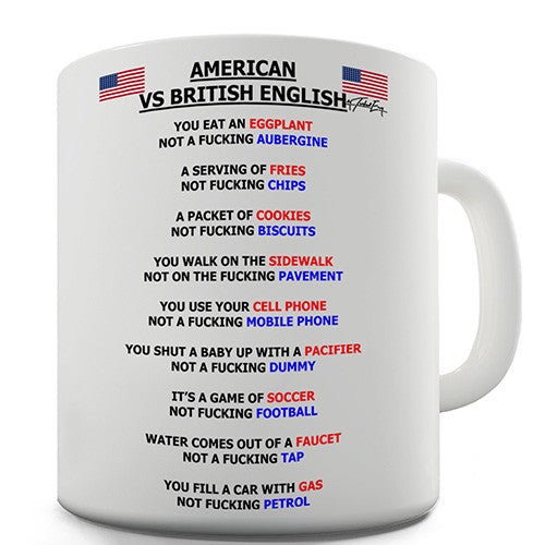 American vs British English Grammar Novelty Mug