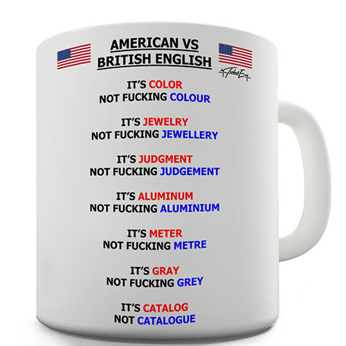 American vs British English Words Novelty Mug