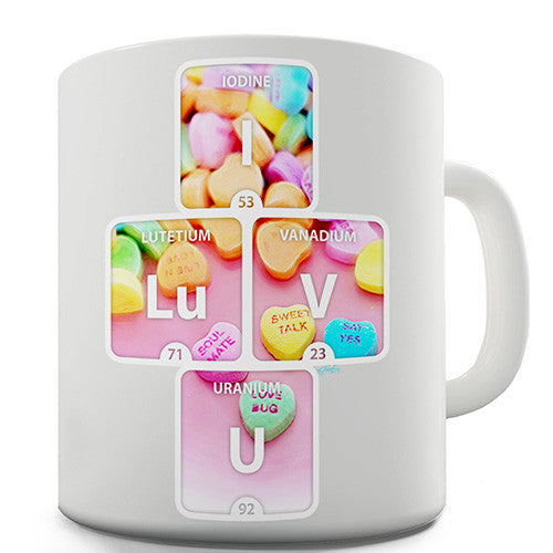 I Luv U Periodic Table Novelty Mug