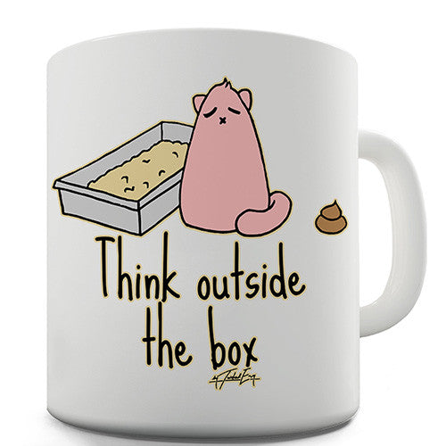 Cat Think Outside The Box Novelty Mug