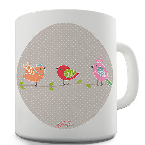 Polkadot Birds On A Branch Novelty Mug